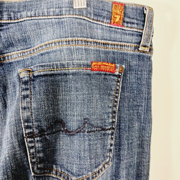 7 For All Mankind Jose Fina Boyfriend Skinny Jeans Size 30, Med Wash, Button Fly - Picture 9 of 16